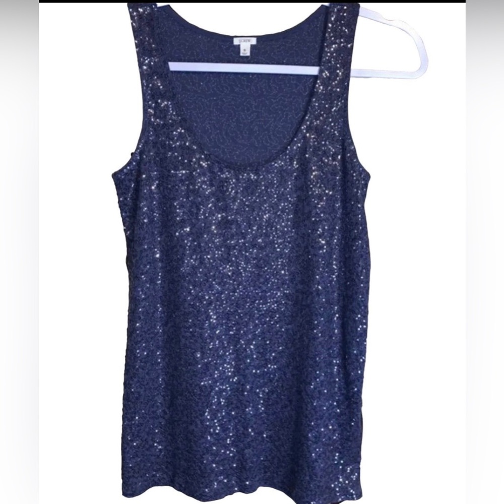 J. Crew Sz Small Sequin Tank in Blue; NWOT - Cotton, Linen and Modal.